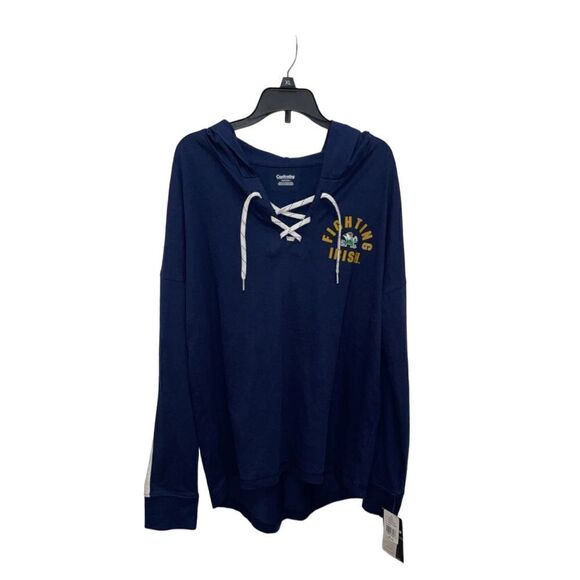 NWT Captivating Women’s Norte Dame, Fighting Irish, Lace Up Blue Hoodie Small - Picture 1 of 3